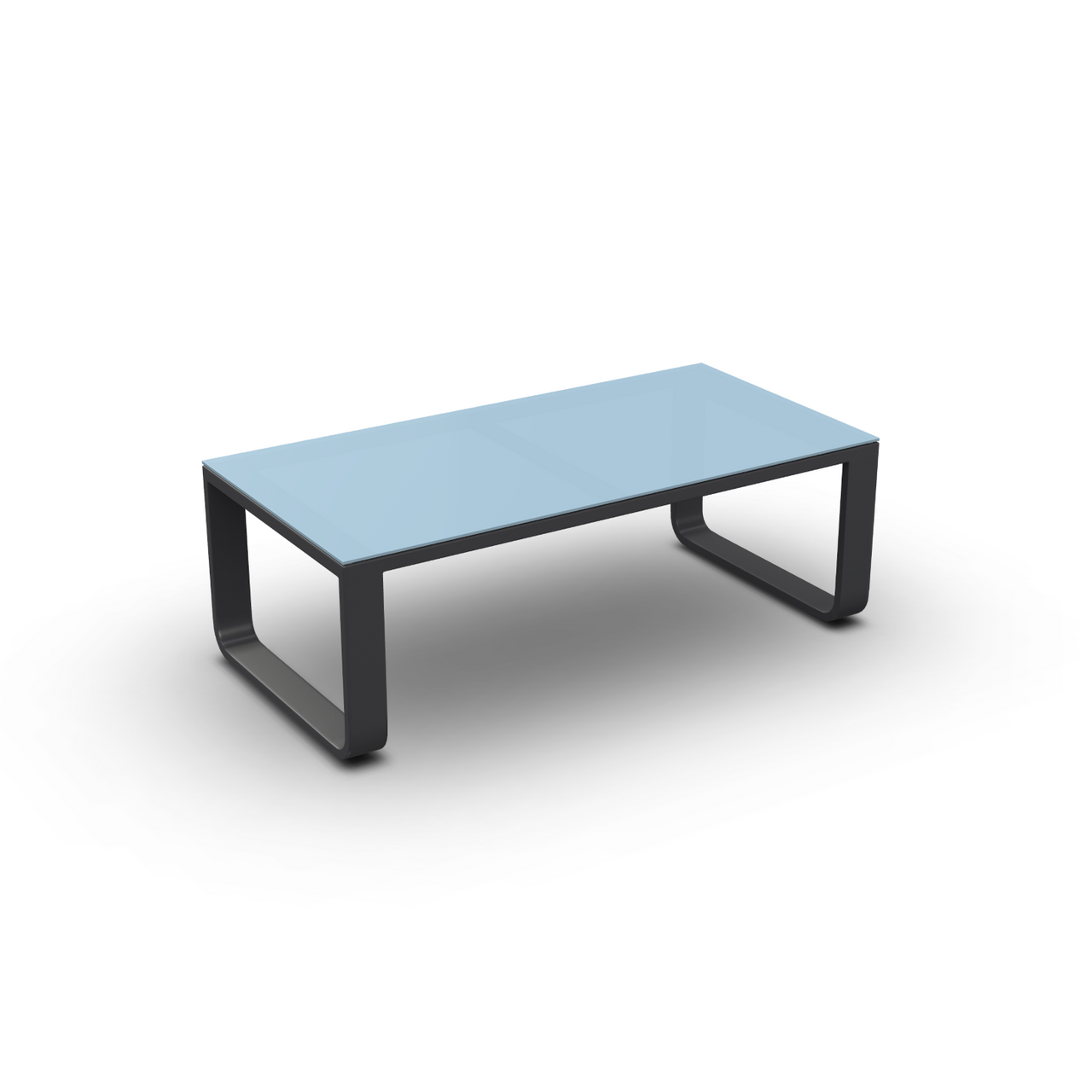 Jati & Kebon Coral Garden Coffee Table - Charcoal Aluminium Frame - Grey Glass Top