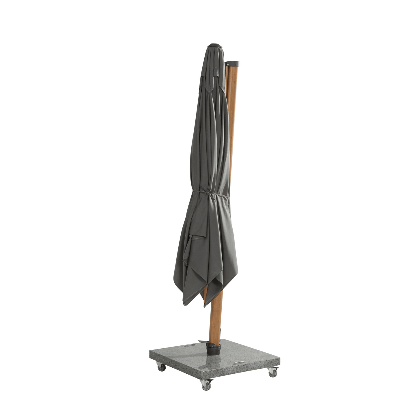 4SO Siesta 3m x 3m Wood Effect Cantilever Parasol with Granite Base, Wheels & Cover in Charcoal