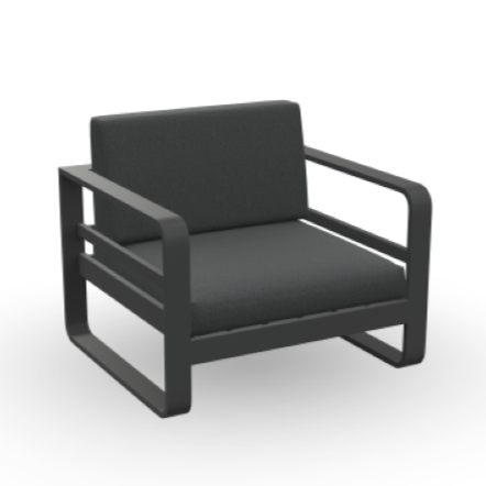 Jati & Kebon Aluminium Garden Coral Armchair | Charcoal Sunbrella Cushions