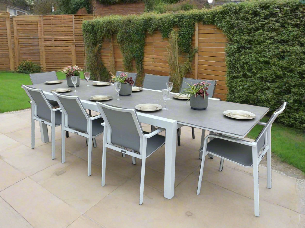 Jati & Kebon St Lucia 8 Seat Dining Set White